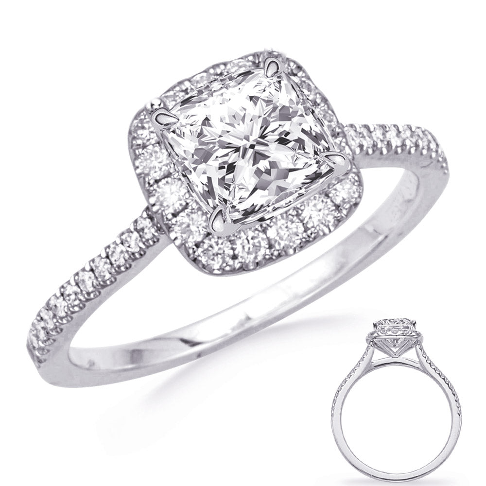 This Engagement Ring  is available in 14K White Gold. There are a total of 40 stones. There are Rounds with a total carat weight of 0.34 set in a Micro Prong setting.