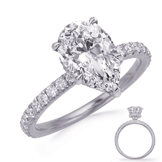 This Engagement Ring  is available in 14K White Gold. There are a total of 44 stones. There are Rounds with a total carat weight of 0.52 set in a Micro Prong setting.