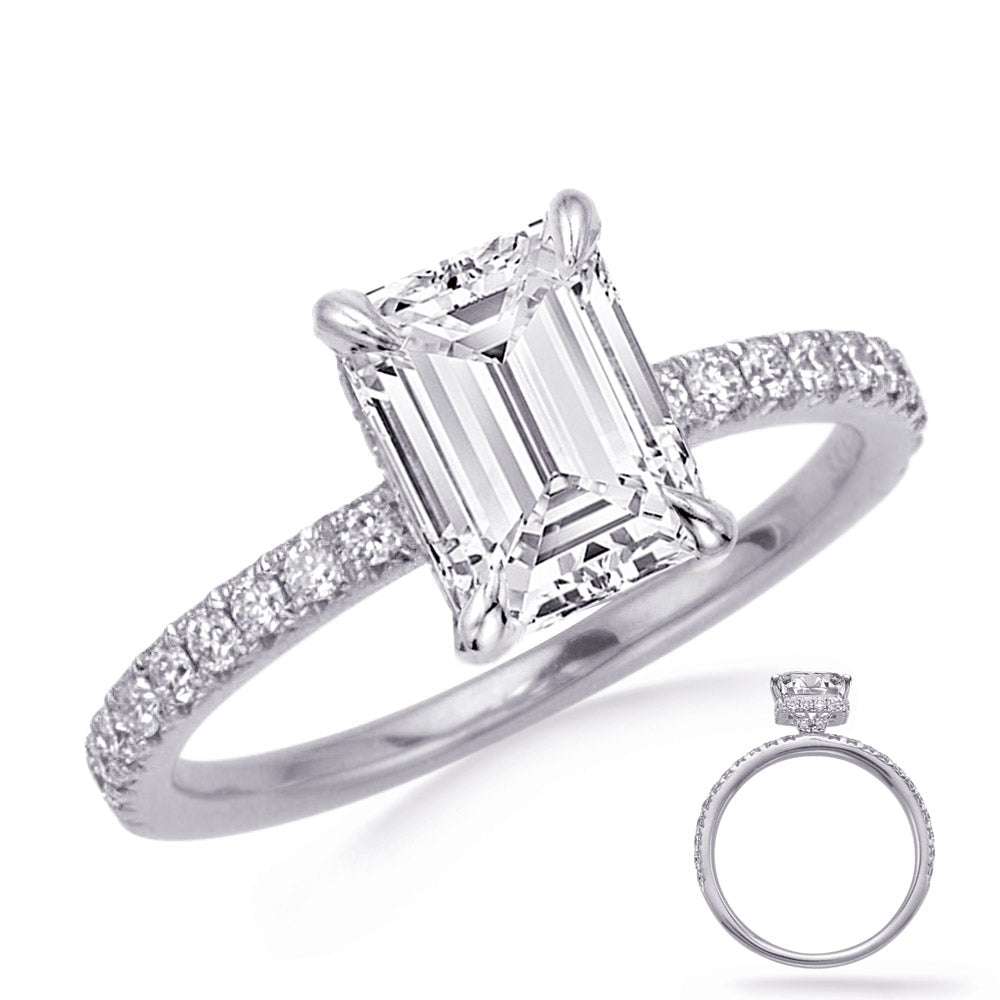 This Engagement Ring  is available in 14K White Gold. There are a total of 52 stones. There are Rounds with a total carat weight of 0.57 set in a Micro Prong setting.