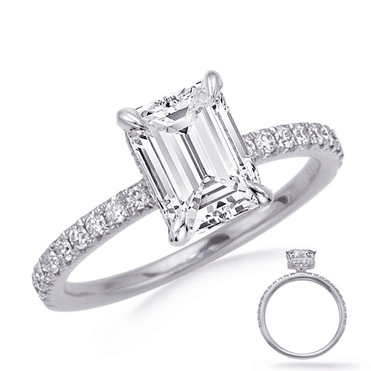 This Engagement Ring  is available in 14K White Gold. There are a total of 46 stones. There are Rounds with a total carat weight of 0.36 set in a Micro Prong setting.