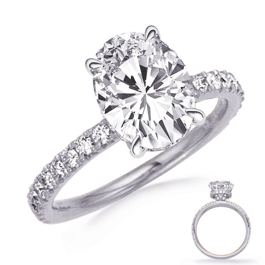 This Engagement Ring  is available in 14K White Gold. There are a total of 46 stones. There are Rounds with a total carat weight of 0.54 set in a Micro Prong setting.