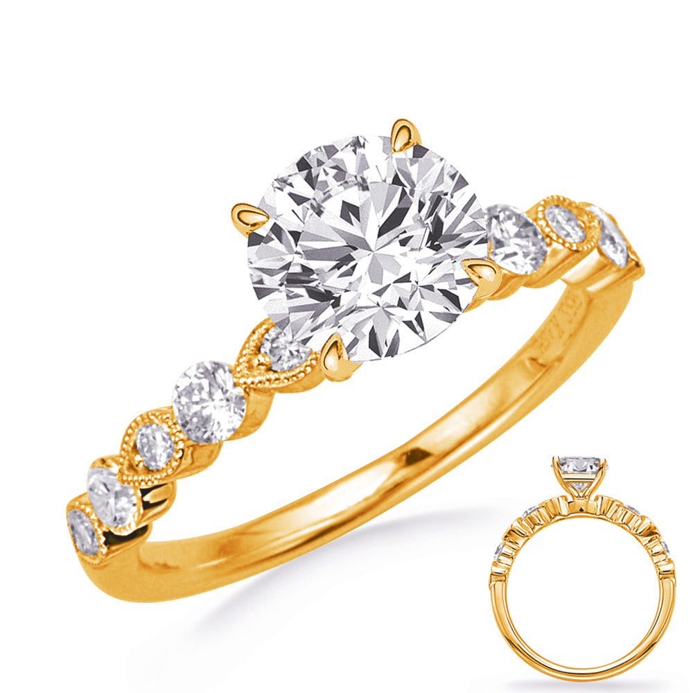 This Engagement Ring  is available in 14K Yellow Gold. There are a total of 10 stones. There are Rounds with a total carat weight of 0.39 set in a Micro Prong|Shared Prongs setting.