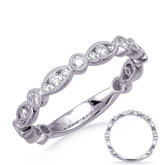 This Band is available in 14K White Gold. There are a total of 25 stones. There are Round with a total carat weight of 0.46 set in a Bezel Set|Channel Set setting.