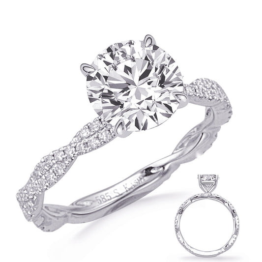 This Engagement Ring  is available in 14K White Gold. There are a total of 78 stones. There are Rounds with a total carat weight of 0.36 set in a Prong Set setting.