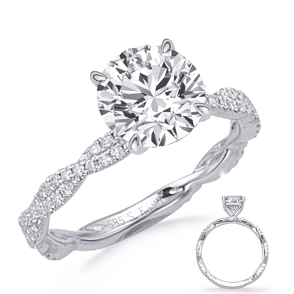 This Engagement Ring  is available in 14K White Gold. There are a total of 78 stones. There are Rounds with a total carat weight of 0.36 set in a Prong Set setting.