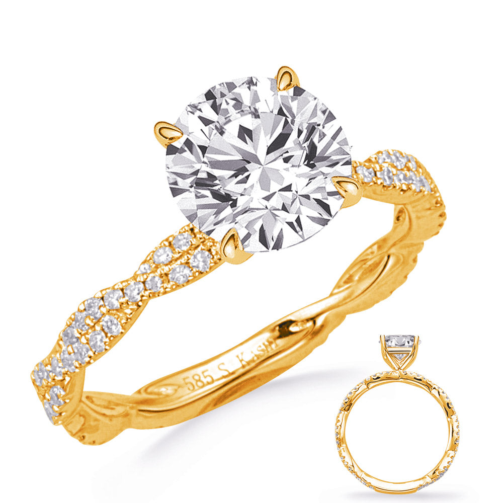 This Engagement Ring  is available in 14K Yellow Gold. There are a total of 78 stones. There are Rounds with a total carat weight of 0.36 set in a Prong Set setting.