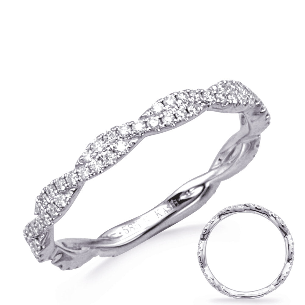 This Band is available in 14K White Gold. There are a total of 79 stones. There are Round with a total carat weight of 0.35 set in a Prong Set setting.