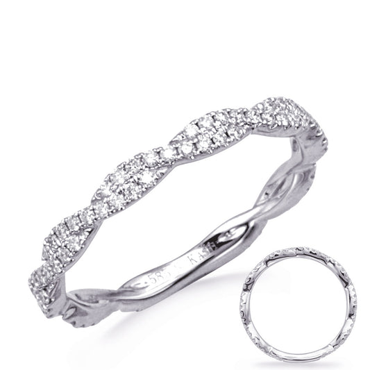 This Band is available in 14K White Gold. There are a total of 79 stones. There are Round with a total carat weight of 0.35 set in a Prong Set setting.