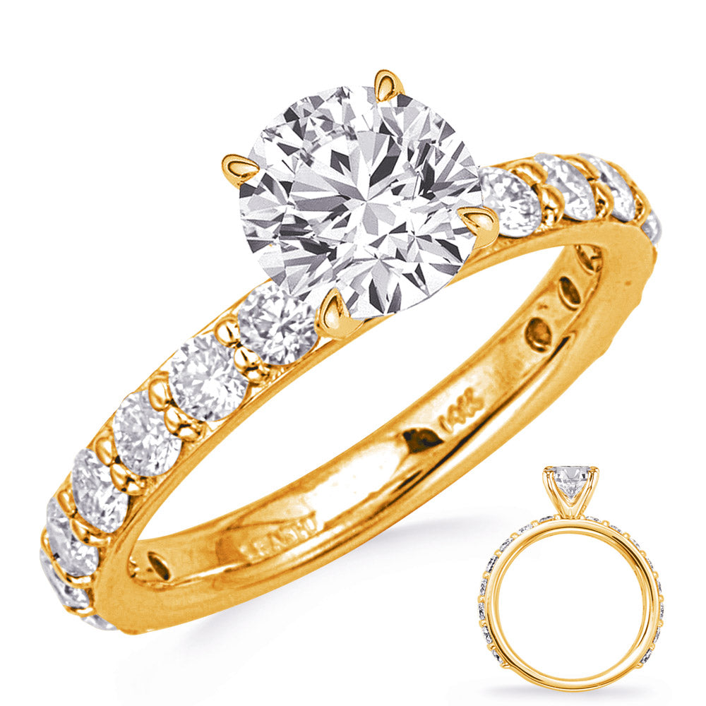 This Engagement Ring  is available in 14K Yellow Gold. There are a total of 16 stones. There are Rounds with a total carat weight of 1.15 set in a Prong Set setting.