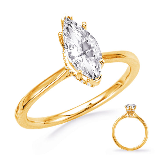 This Engagement Ring  is available in 14K Yellow Gold. There are a total of 26 stones. There are Rounds with a total carat weight of 0.12 set in a Micro Prong setting.