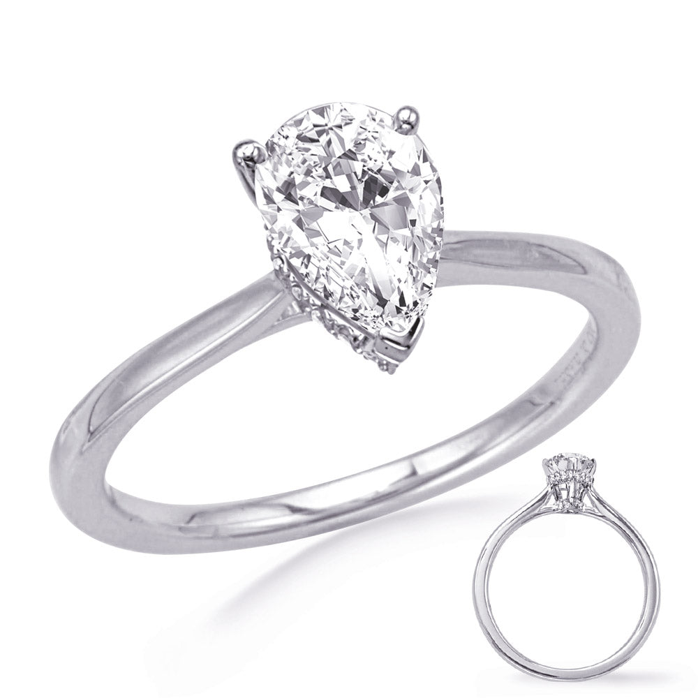 This Engagement Ring  is available in 14K White Gold. There are a total of 35 stones. There are Rounds with a total carat weight of 0.2 set in a Micro Prong setting.