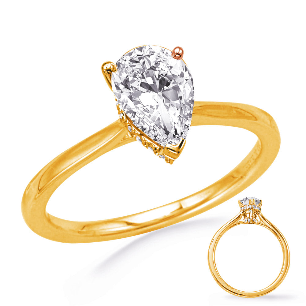 This Engagement Ring  is available in 14K Yellow Gold. There are a total of 26 stones. There are Rounds with a total carat weight of 0.09 set in a Micro Prong setting.