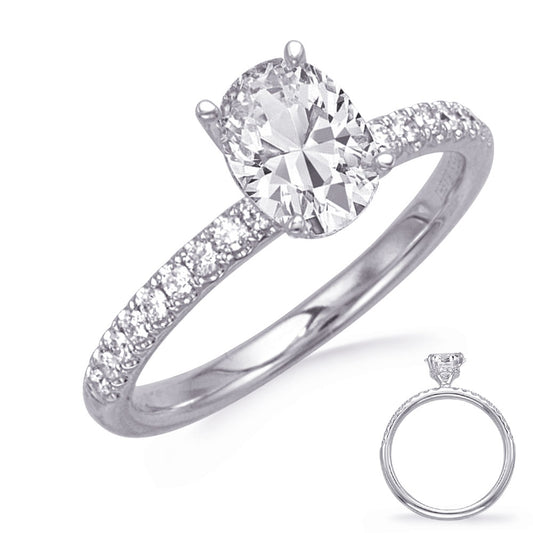 This Engagement Ring  is available in 14K White Gold. There are a total of 42 stones. There are Rounds with a total carat weight of 0.52 set in a Prong Set setting.