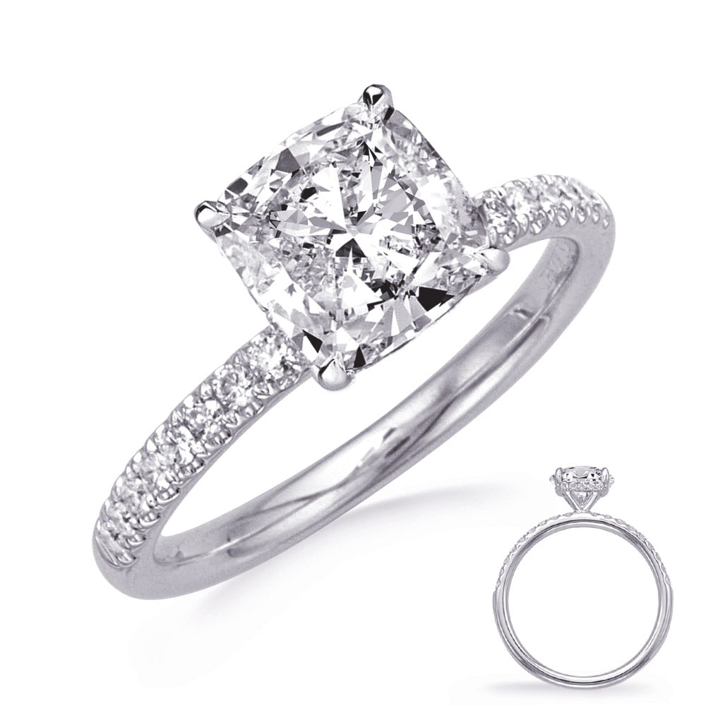 This Engagement Ring  is available in 14K White Gold. There are a total of 38 stones. There are Rounds with a total carat weight of 0.28 set in a Prong Set setting.