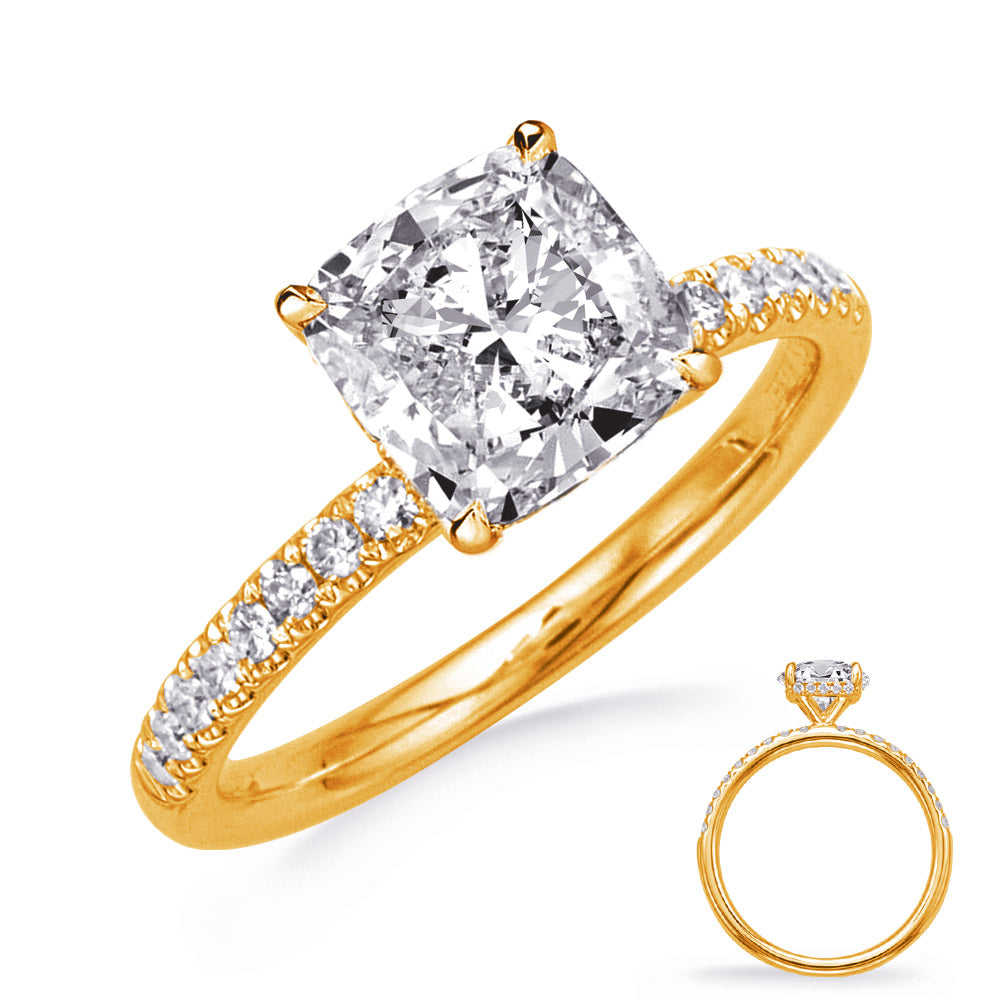 This Engagement Ring  is available in 14K Yellow Gold. There are a total of 38 stones. There are Rounds with a total carat weight of 0.42 set in a Prong Set setting.