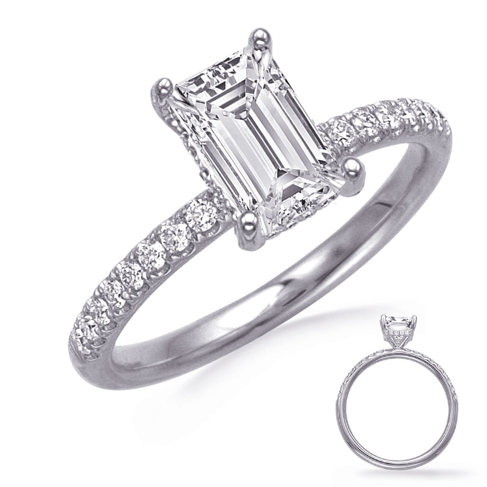 This Engagement Ring  is available in 14K White Gold. There are a total of 42 stones. There are Rounds with a total carat weight of 0.28 set in a Prong Set setting.