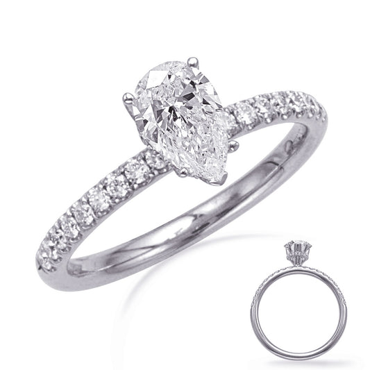 This Engagement Ring  is available in 14K White Gold. There are a total of 37 stones. There are Rounds with a total carat weight of 0.27 set in a Prong Set setting.