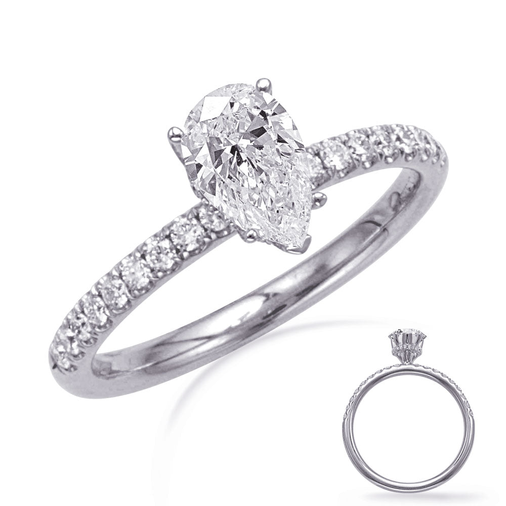 This Engagement Ring  is available in 14K White Gold. There are a total of 37 stones. There are Rounds with a total carat weight of 0.27 set in a Prong Set setting.