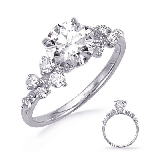 This Engagement Ring  is available in 14K White Gold. There are a total of 10 stones. There are Rounds with a total carat weight of 0.38 set in a  setting.