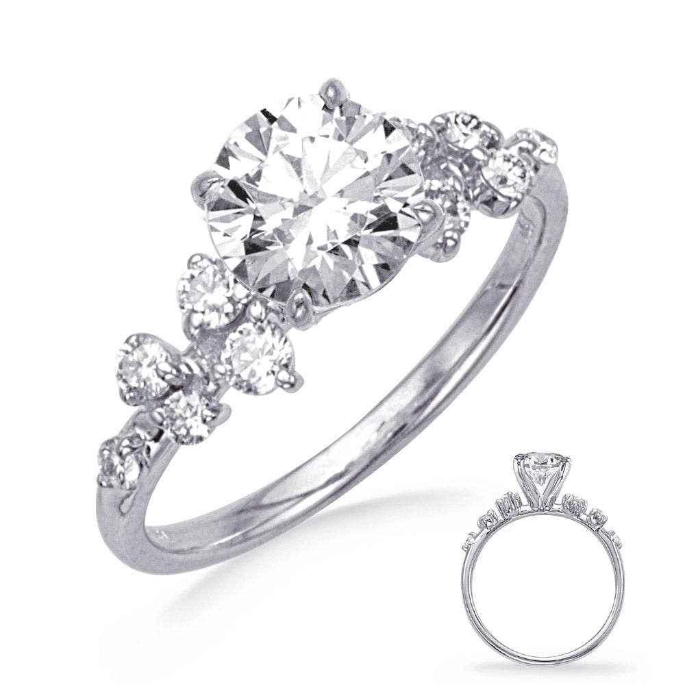 This Engagement Ring  is available in 14K White Gold. There are a total of 10 stones. There are Rounds with a total carat weight of 0.38 set in a  setting.