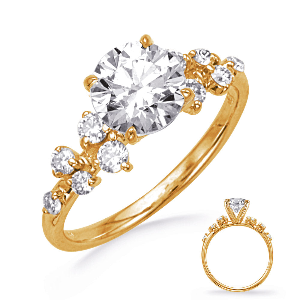 This Engagement Ring  is available in 14K Yellow Gold. There are a total of 10 stones. There are Rounds with a total carat weight of 0.38 set in a  setting.