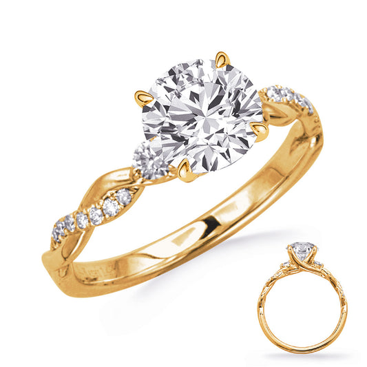 This Engagement Ring  is available in 14K Yellow Gold. There are a total of 18 stones. There are Rounds with a total carat weight of 0.28 set in a Micro Prong setting.