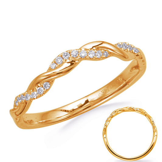 This Band is available in 14K Yellow Gold. There are a total of 22 stones. There are Round with a total carat weight of 0.14 set in a Micro Prong setting.