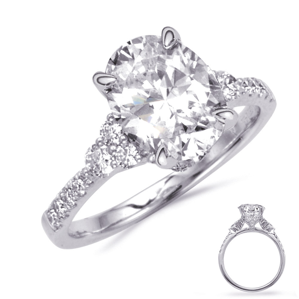 This Engagement Ring  is available in 14K White Gold. There are a total of 44 stones. There are Rounds with a total carat weight of 0.48 set in a Prong Set setting.