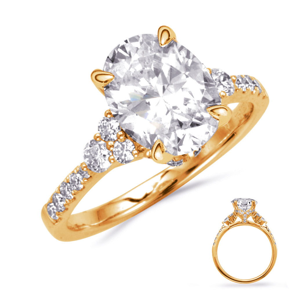 This Engagement Ring  is available in 14K Yellow Gold. There are a total of 44 stones. There are Rounds with a total carat weight of 0.48 set in a Prong Set setting.