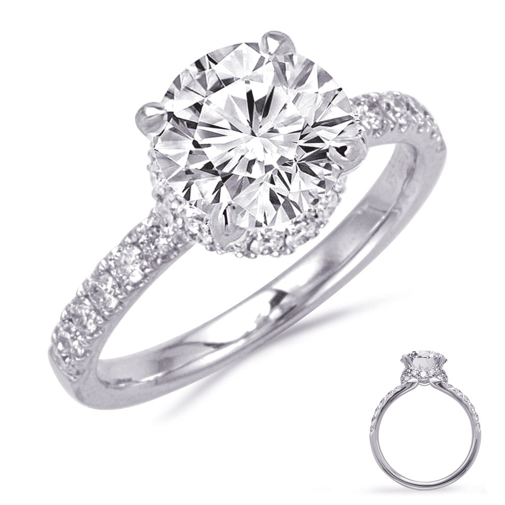 This Engagement Ring  is available in 14K White Gold. There are a total of 28 stones. There are Rounds with a total carat weight of 0.4 set in a Prong Set setting.