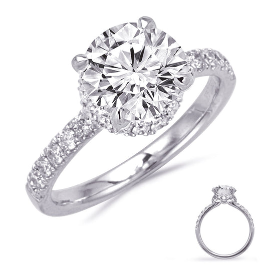 This Engagement Ring  is available in 14K White Gold. There are a total of 28 stones. There are Rounds with a total carat weight of 0.51 set in a Prong Set setting.