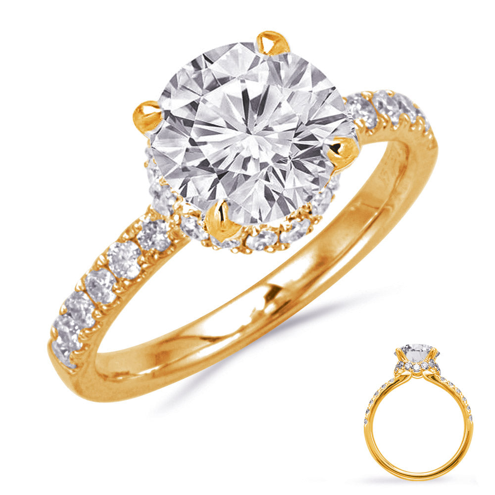 This Engagement Ring  is available in 14K Yellow Gold. There are a total of 28 stones. There are Rounds with a total carat weight of 0.51 set in a Prong Set setting.