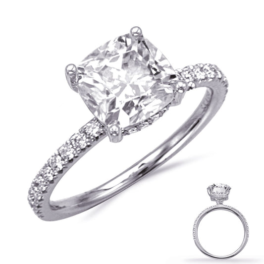 This Engagement Ring  is available in 14K White Gold. There are a total of 46 stones. There are Rounds with a total carat weight of 0.34 set in a Micro Prong setting.