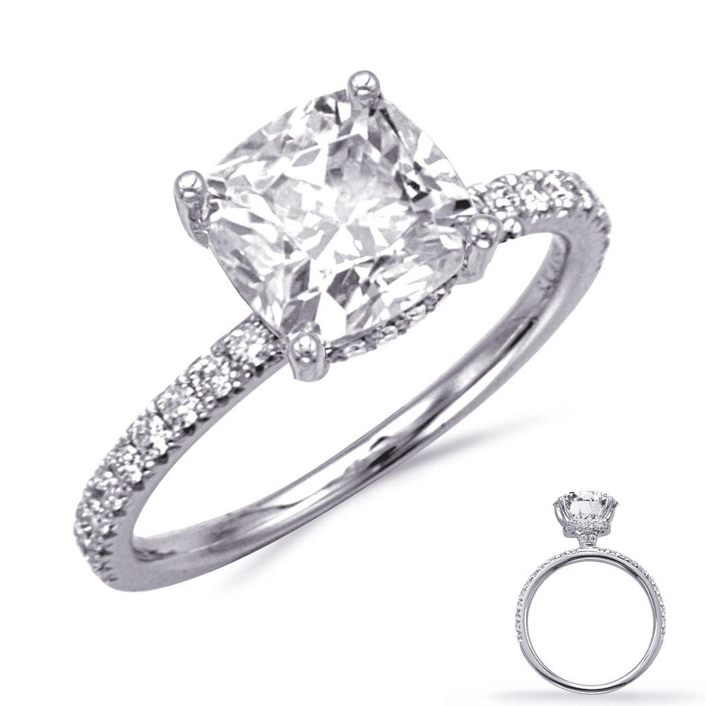 This Engagement Ring  is available in 14K White Gold. There are a total of 46 stones. There are Rounds with a total carat weight of 0.39 set in a Micro Prong setting.
