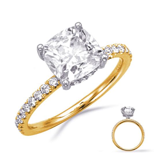 This Engagement Ring  is available in 14K Yellow & White Gold. There are a total of 46 stones. There are Rounds with a total carat weight of 0.39 set in a Micro Prong setting.