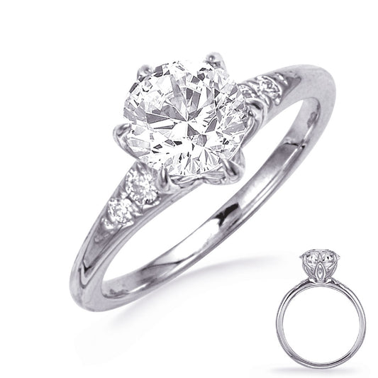 This Engagement Ring  is available in 14K White Gold. There are a total of 4 stones. There are Rounds with a total carat weight of 0.1 set in a  setting.
