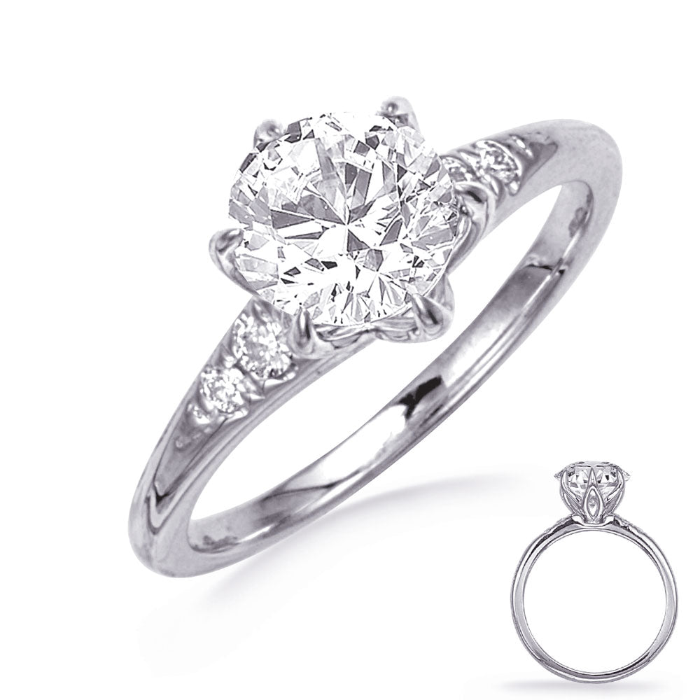 This Engagement Ring  is available in 14K White Gold. There are a total of 4 stones. There are Rounds with a total carat weight of 0.1 set in a  setting.