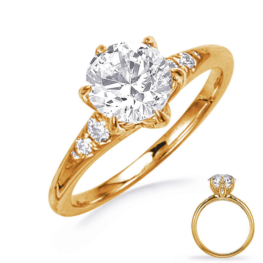 This Engagement Ring  is available in 14K Yellow Gold. There are a total of 4 stones. There are Rounds with a total carat weight of 0.1 set in a  setting.