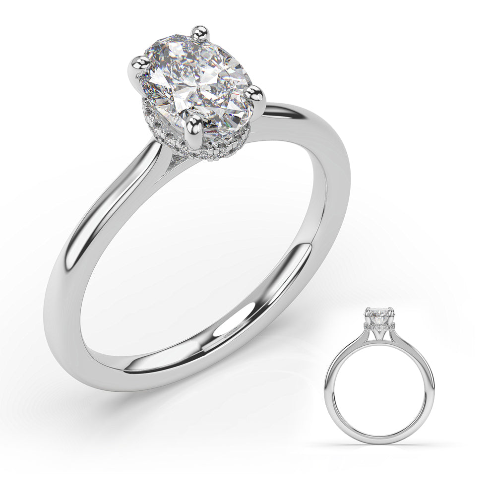 This Engagement Ring  is available in 14K White Gold. There are a total of 24 stones. There are Rounds with a total carat weight of 0.1 set in a  setting.