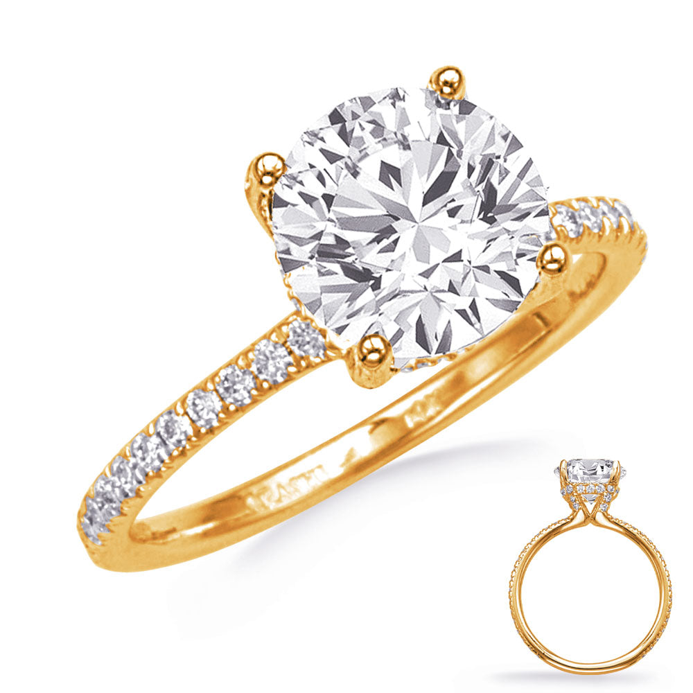 This Engagement Ring  is available in 14K Yellow Gold. There are a total of 58 stones. There are Rounds with a total carat weight of 0.33 set in a  setting.