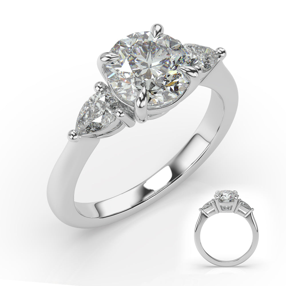 This Engagement Ring  is available in 14K White Gold. There are a total of 2 stones. There are Pear Shape with a total carat weight of 0.36 set in a  setting.