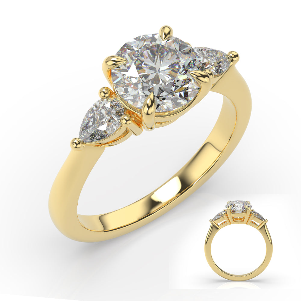 This Engagement Ring  is available in 14K Yellow Gold. There are a total of 2 stones. There are Pear Shape with a total carat weight of 0.36 set in a  setting.
