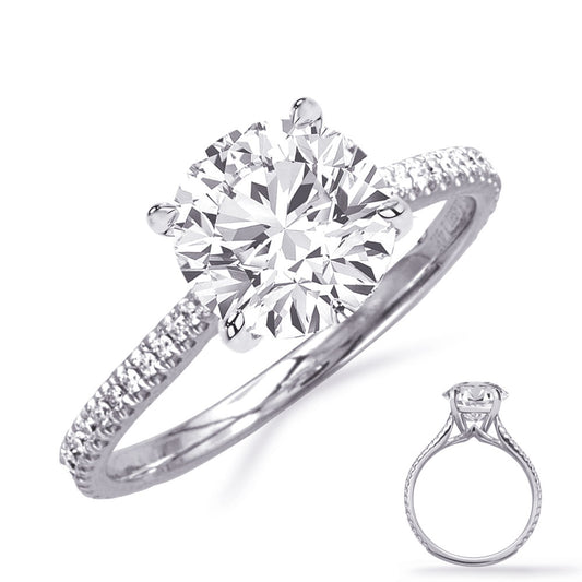 This Engagement Ring  is available in 14K White Gold. There are a total of 38 stones. There are Rounds with a total carat weight of 0.19 set in a Micro Prong setting.