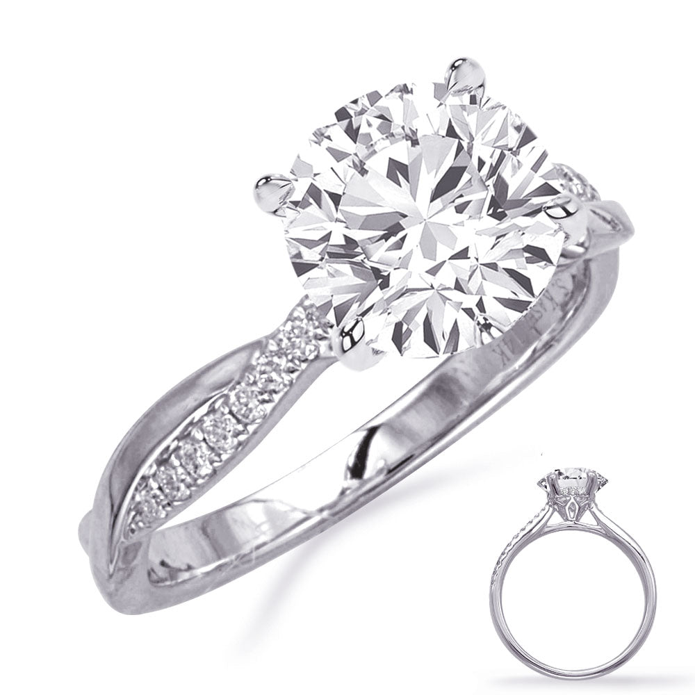 This Engagement Ring  is available in 14K White Gold. There are a total of 34 stones. There are Rounds with a total carat weight of 0.17 set in a Micro Prong setting.