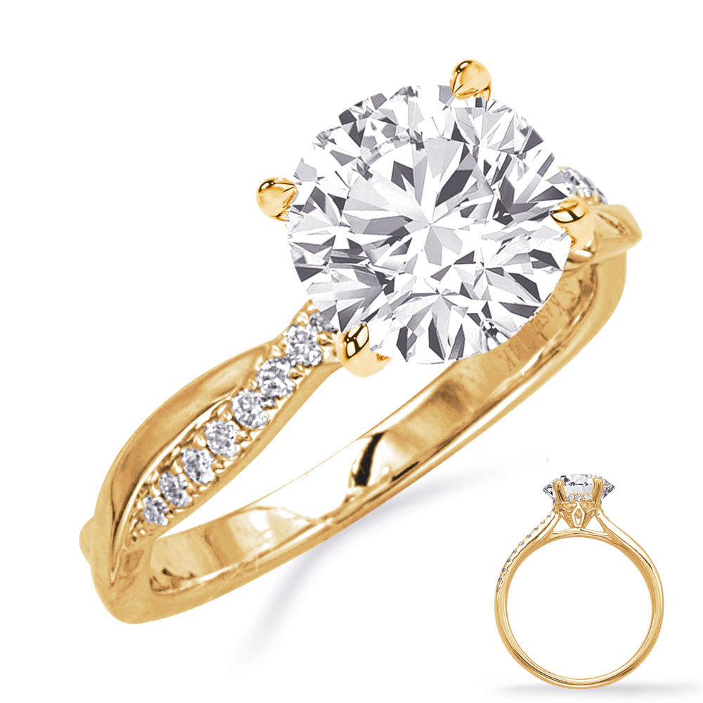 This Engagement Ring  is available in 14K Yellow Gold. There are a total of 34 stones. There are Rounds with a total carat weight of 0.17 set in a Micro Prong setting.