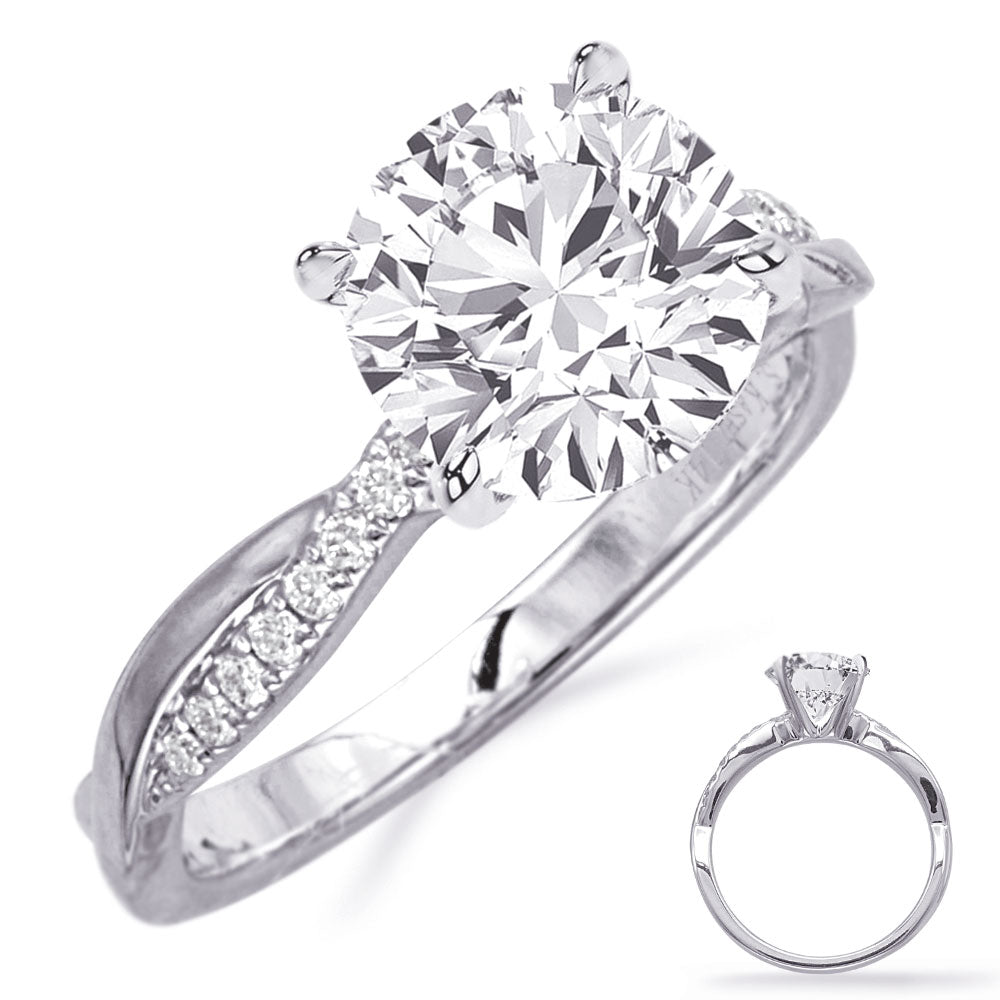 This Engagement Ring  is available in 14K White Gold. There are a total of 16 stones. There are Rounds with a total carat weight of 0.14 set in a Prong Set setting.