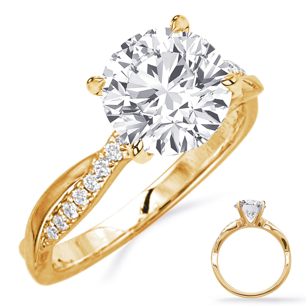 This Engagement Ring  is available in 14K Yellow Gold. There are a total of 16 stones. There are Rounds with a total carat weight of 0.14 set in a Prong Set setting.