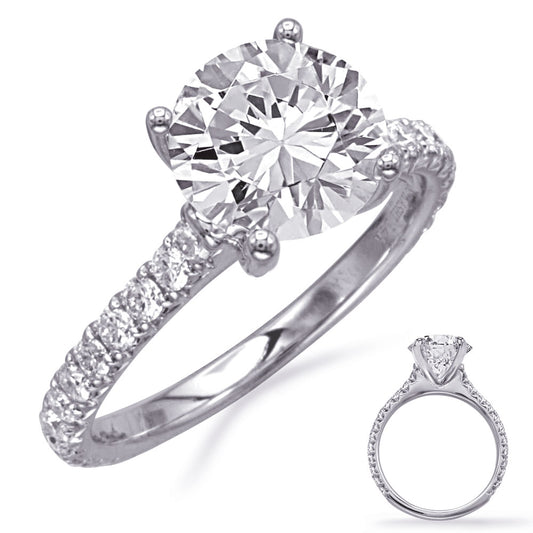 This Engagement Ring  is available in 14K White Gold. There are a total of 24 stones. There are Rounds with a total carat weight of 0.48 set in a Micro Prong setting.