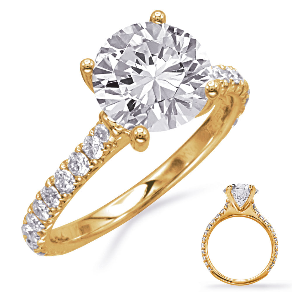 This Engagement Ring  is available in 14K Yellow Gold. There are a total of 24 stones. There are Rounds with a total carat weight of 0.48 set in a Micro Prong setting.