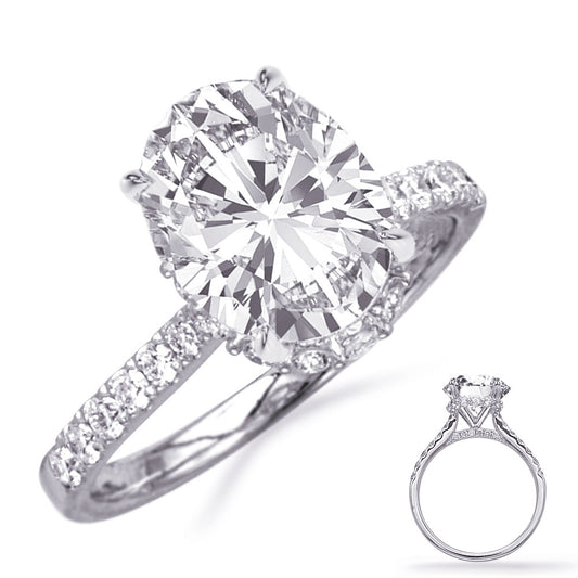 This Engagement Ring  is available in 14K White Gold. There are a total of 40 stones. There are Rounds with a total carat weight of 0.56 set in a Micro Prong|Prong Set setting.
